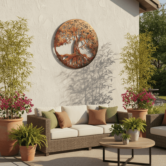 Rusty Rooster Fabrication & Design Metal Art Tree Of Life 20" with 1" Ring to hold it away from the wall (D16)