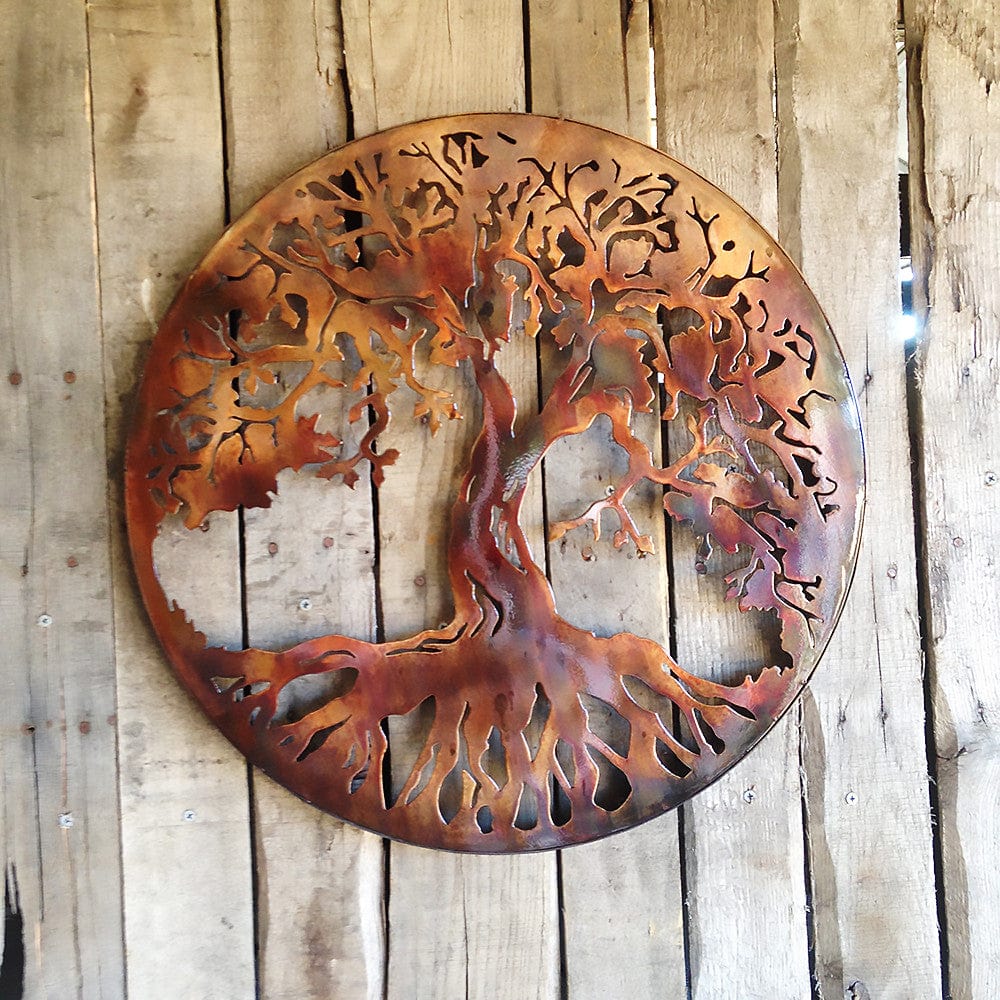 Rusty Rooster Fabrication & Design Metal Art Tree Of Life 20" with 1" Ring to hold it away from the wall (D16)