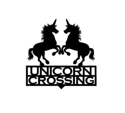 Rusty Rooster Fabrication & Design Metal Art Unicorn Crossing Garden Stake (Z1)