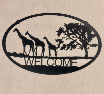 Rusty Rooster Fabrication & Design Metal Art Welcome Sign Giraffe (N8)