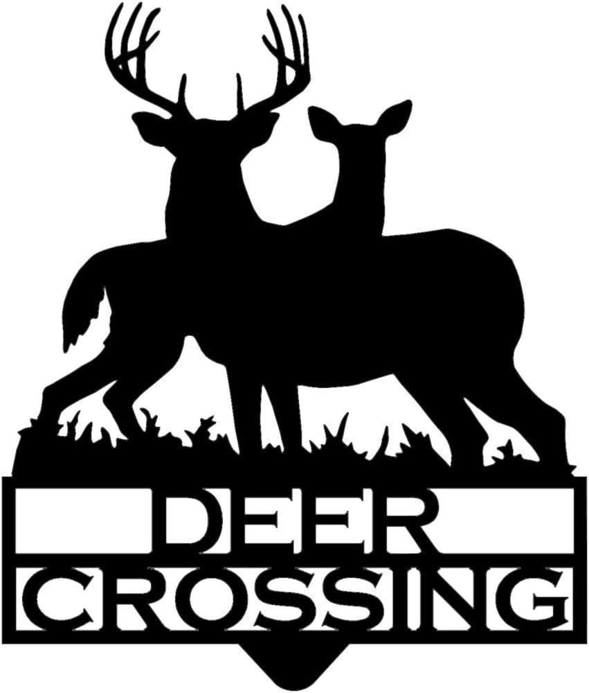 Rusty Rooster Fabrication & Design Metal Deer Crossing Garden Stake (A79)
