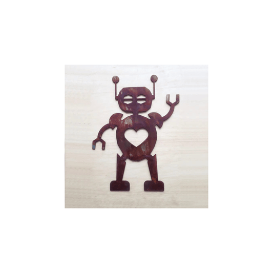 Rusty Rooster Fabrication & Design Metal Robot Wall Art With Heart (E2)