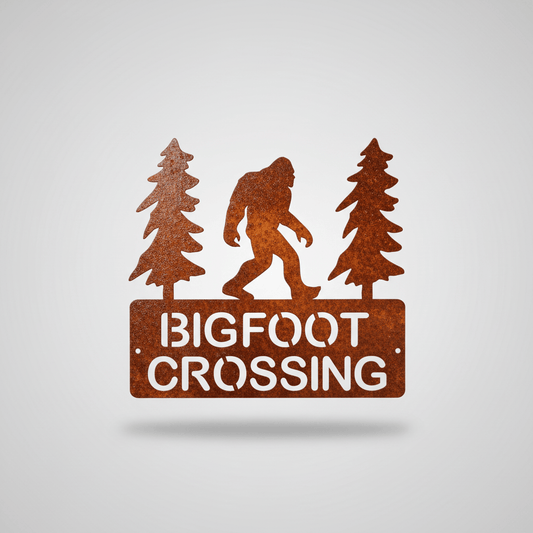 Rusty Rooster Fabrication & Design metal Sign Bigfoot Crossing (Pkg of 4) ( A9 )