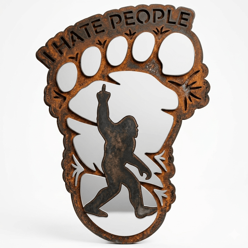 Rusty Rooster Fabrication & Design metal Sign Bigfoot, I Hate People (Pkg of 4) (A56)