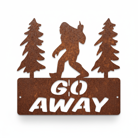 Rusty Rooster Fabrication & Design metal Sign Bigfoot Middle Finger Go Away (pkg of 4) ( A10 )