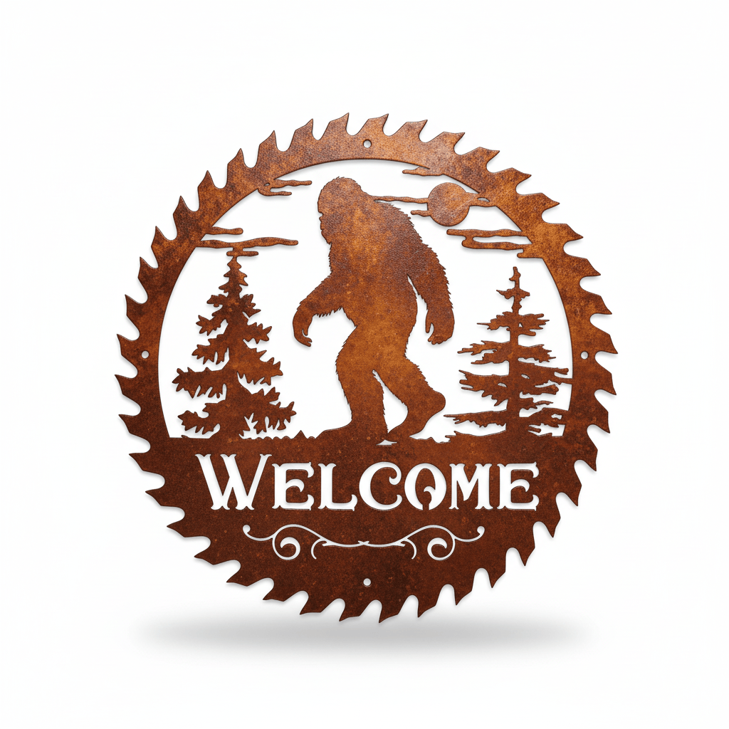 Rusty Rooster Fabrication & Design metal Sign Bigfoot Sawblade Design 1 (Pkg of 4) (A64)