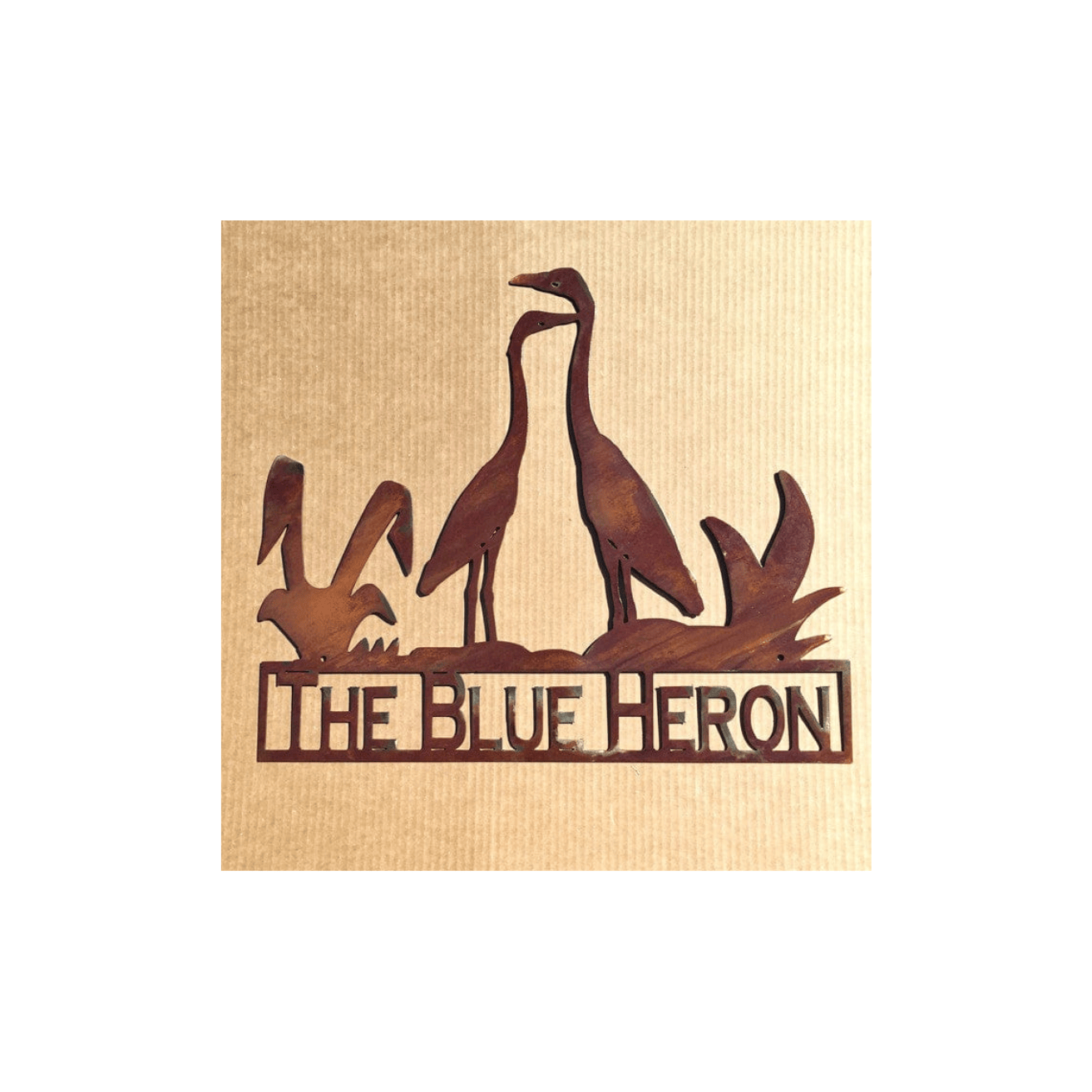 Rusty Rooster Fabrication & Design metal Sign Blue Heron Metal Wall Art – Rustic Nature-Inspired Home Decor (X1)