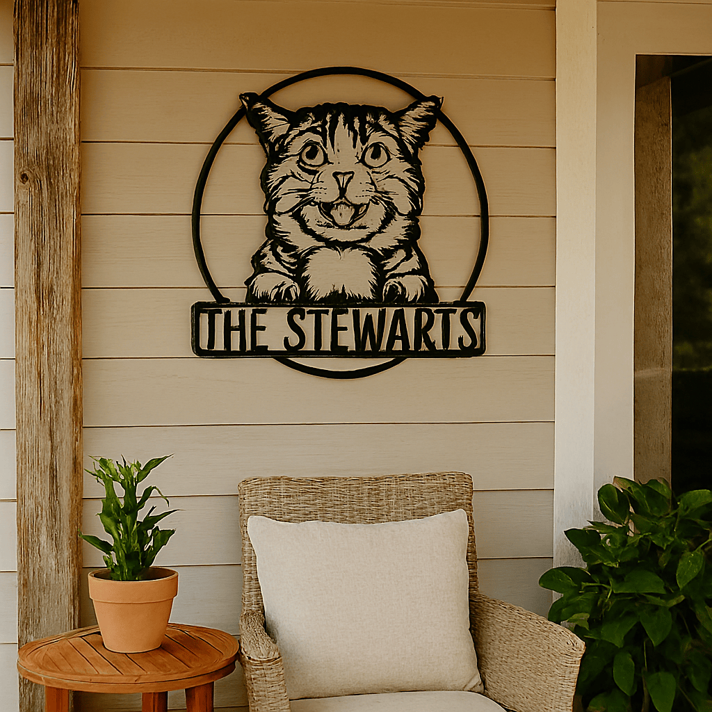 Rusty Rooster Fabrication & Design metal Sign Cat Lover’s Personalized Metal Sign – Custom Text & Pet Design (C67)