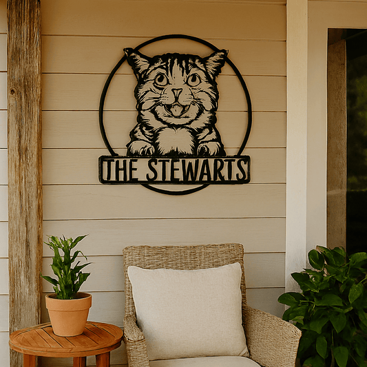 Rusty Rooster Fabrication & Design metal Sign Cat Lover’s Personalized Metal Sign – Custom Text & Pet Design (C67)