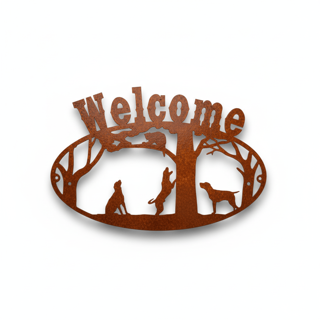 Rusty Rooster Fabrication & Design metal Sign Coondog Welcome Sign (Pkg of 4) ( A20 )
