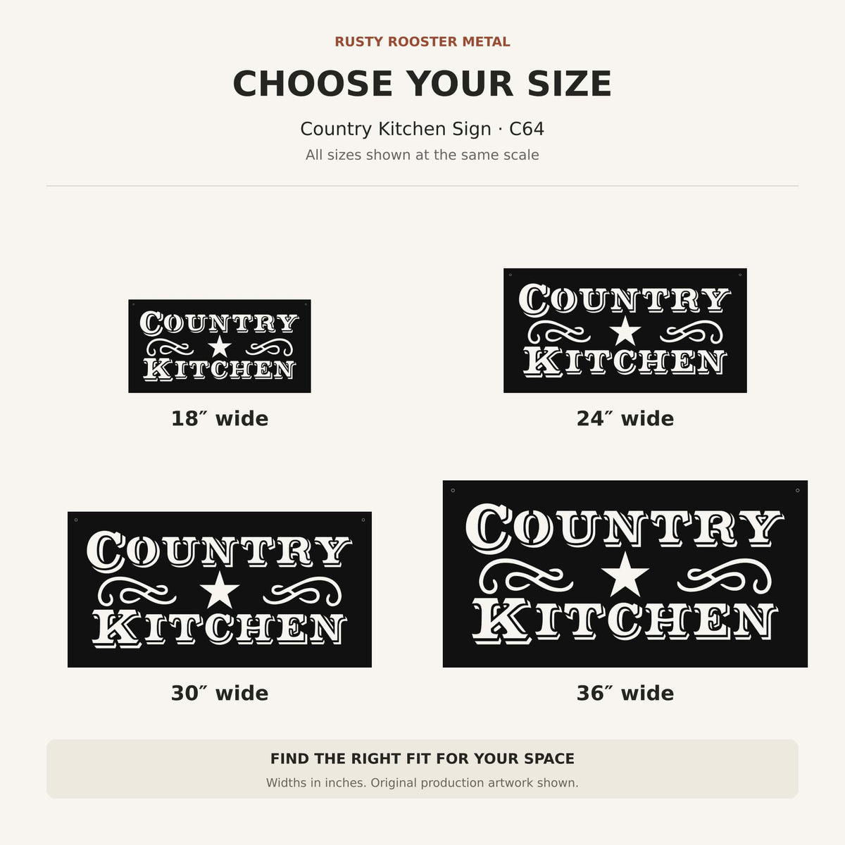 Rusty Rooster Fabrication & Design metal Sign Country Kitchen Metal Wall Sign (C64)