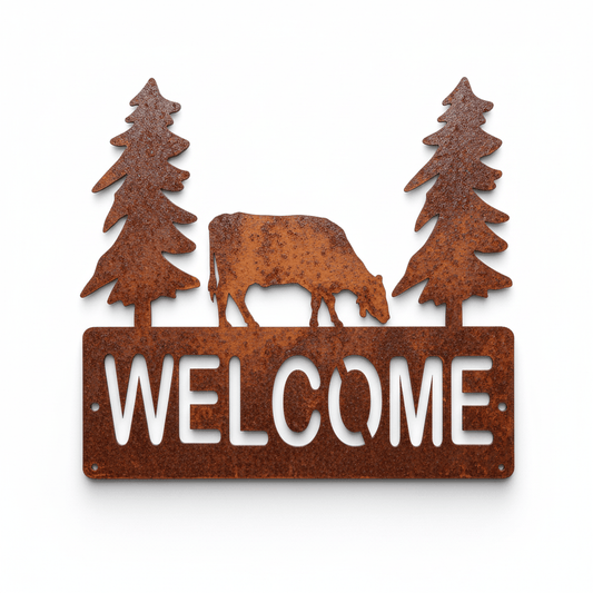 Rusty Rooster Fabrication & Design metal Sign Cow Welcome Sign (Pkg of 4) ( A31 )