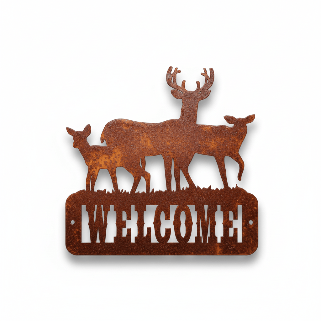 Rusty Rooster Fabrication & Design metal Sign Deer Family ( Pkg of 4 )( A12 )