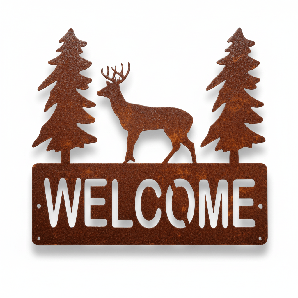Rusty Rooster Fabrication & Design metal Sign Deer Welcome Sign ( Pkg of 4 ) ( A11 )