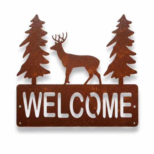 Rusty Rooster Fabrication & Design metal Sign Deer Welcome Sign ( Pkg of 4 ) ( A11 )