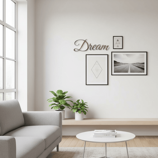 metal Sign "Dream" Cursive Metal Word Sign | Inspirational Steel Wall Art 15" x 5"