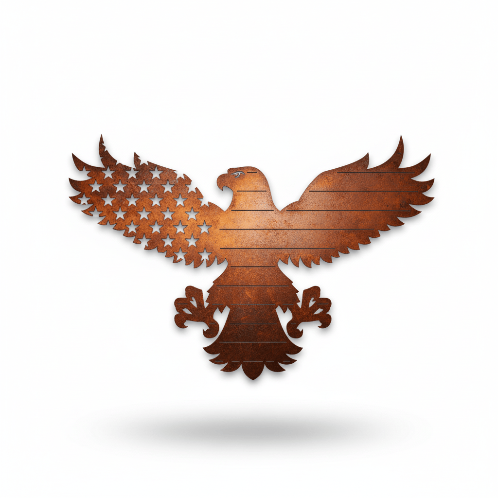 Rusty Rooster Fabrication & Design metal Sign Eagle Flag (Pkg of 4) (A62)