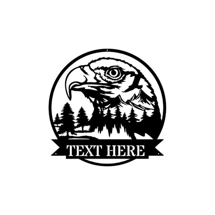 Rusty Rooster Fabrication & Design metal Sign Eagle's Realm Custom Metal Sign: with Personalized Text (U38)