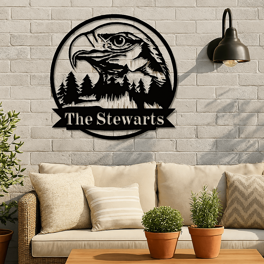 Rusty Rooster Fabrication & Design metal Sign Eagle's Realm Custom Metal Sign: with Personalized Text (U38)