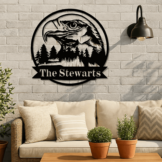 Rusty Rooster Fabrication & Design metal Sign Eagle's Realm Custom Metal Sign: with Personalized Text (U38)