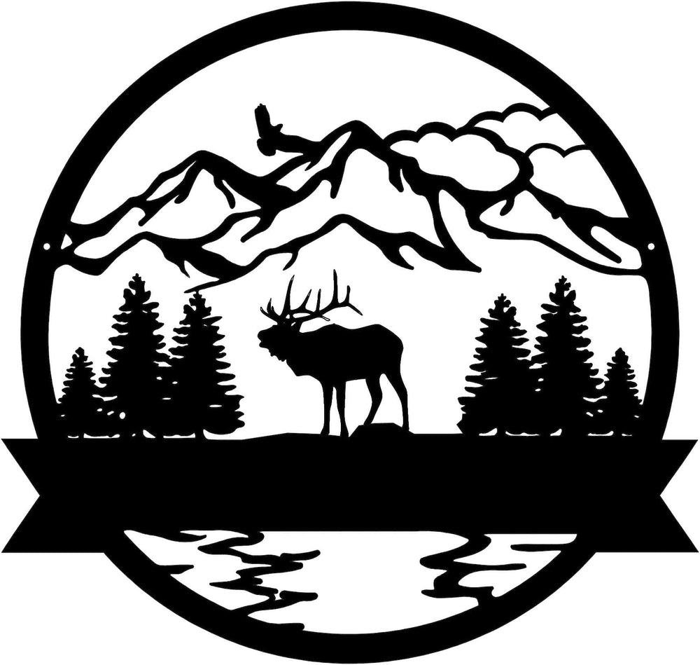 Personalized Elk Monogram Metal Sign (D65) personalization preview