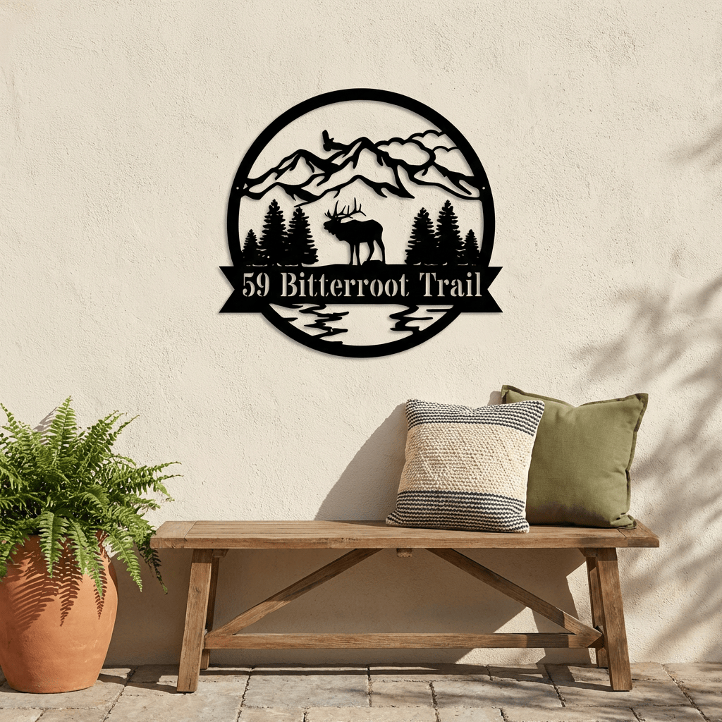 Rusty Rooster Fabrication & Design metal Sign Elk Monogram Metal Sign – Custom Personalized Wall Art (D65)