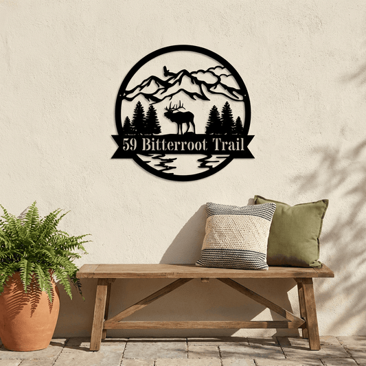 Rusty Rooster Fabrication & Design metal Sign Elk Monogram Metal Sign – Custom Personalized Wall Art (D65)