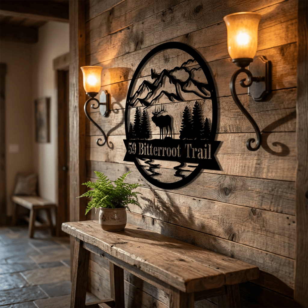 Rusty Rooster Fabrication & Design metal Sign Elk Monogram Metal Sign – Custom Personalized Wall Art (D65)