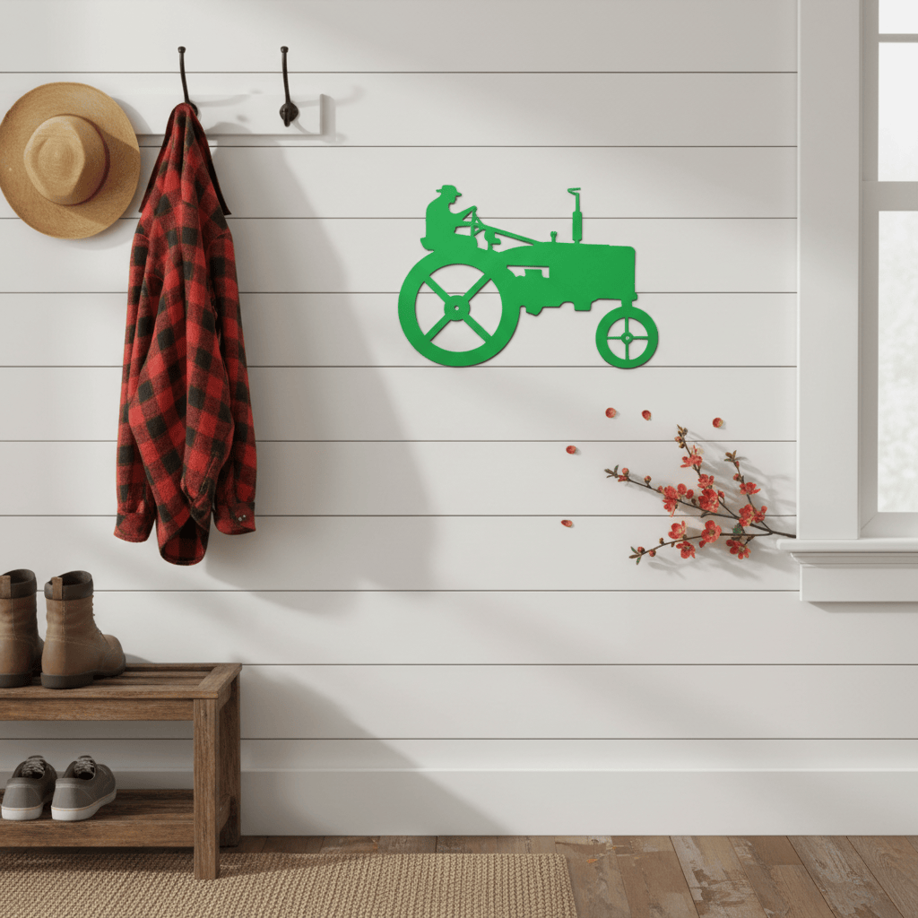 metal Sign Farmer on Tractor Metal Wall Art | Steel Farm Sign 15.5" x 10.5"