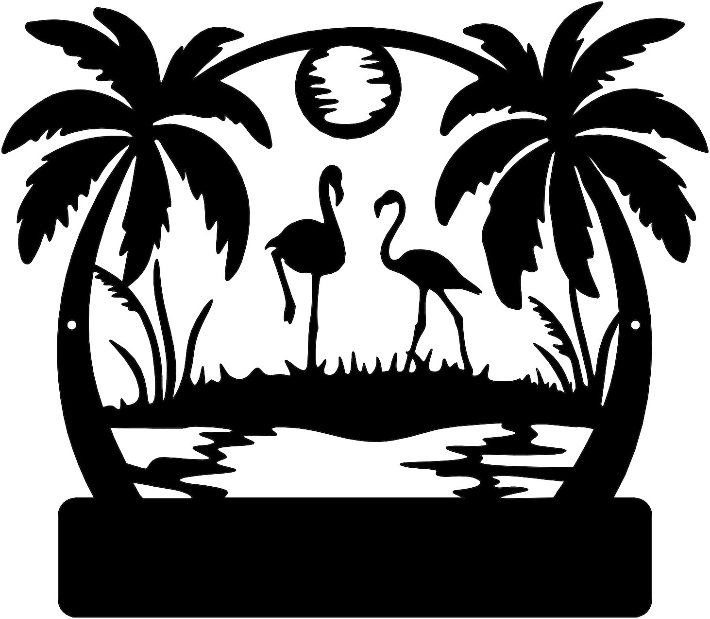 Rusty Rooster Fabrication & Design metal Sign Flamingo Sunset Retreat – Personalized Metal Wall Art (B93)