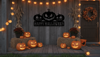 Rusty Rooster Fabrication & Design metal Sign Happy Halloween Metal Wall Art - Spooky Season's Greetings (C72)