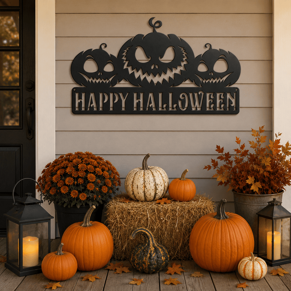 Rusty Rooster Fabrication & Design metal Sign Happy Halloween Metal Wall Sign (C72)