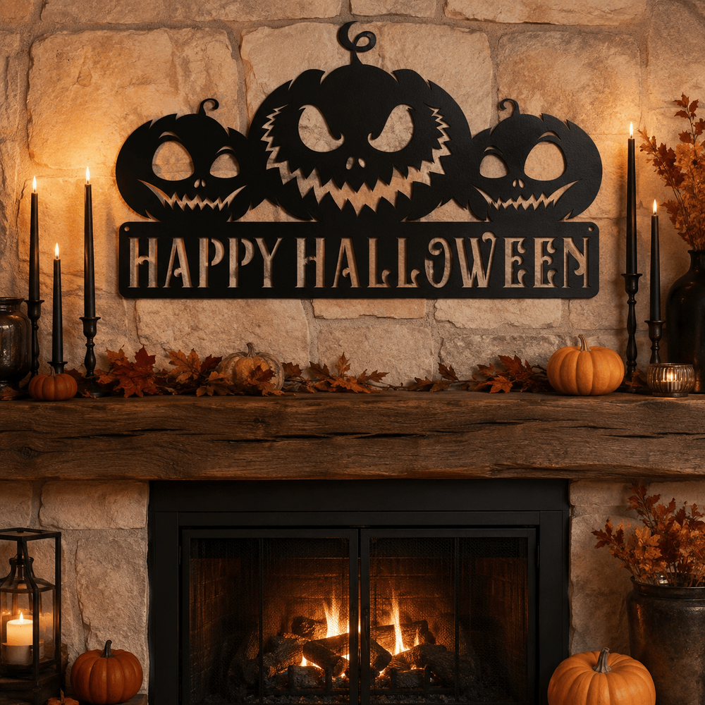 Rusty Rooster Fabrication & Design metal Sign Happy Halloween Metal Wall Sign (C72)