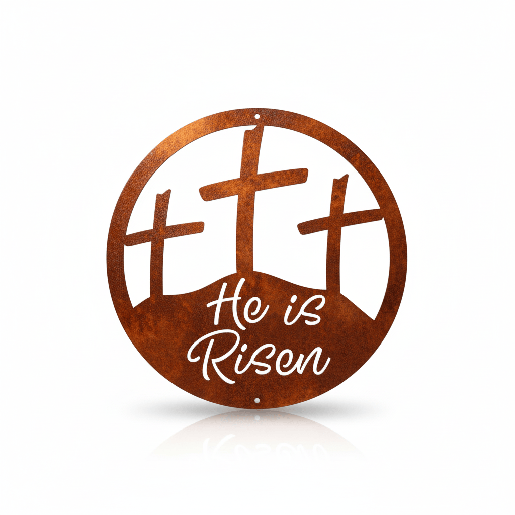 Rusty Rooster Fabrication & Design metal Sign He Is Risen (Pkg of 4) (A56)