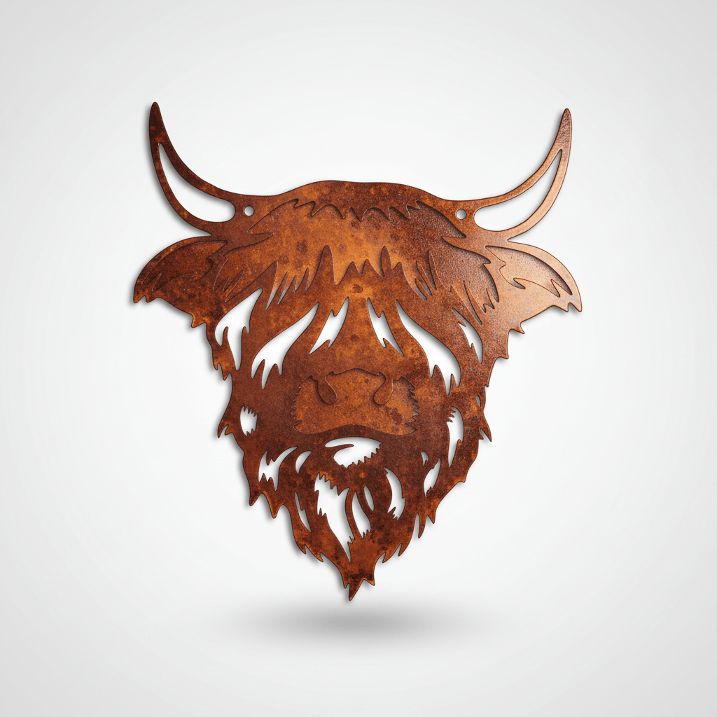 Rusty Rooster Fabrication & Design metal Sign Highland Cow ( Pkg of 4 ) ( A32 )