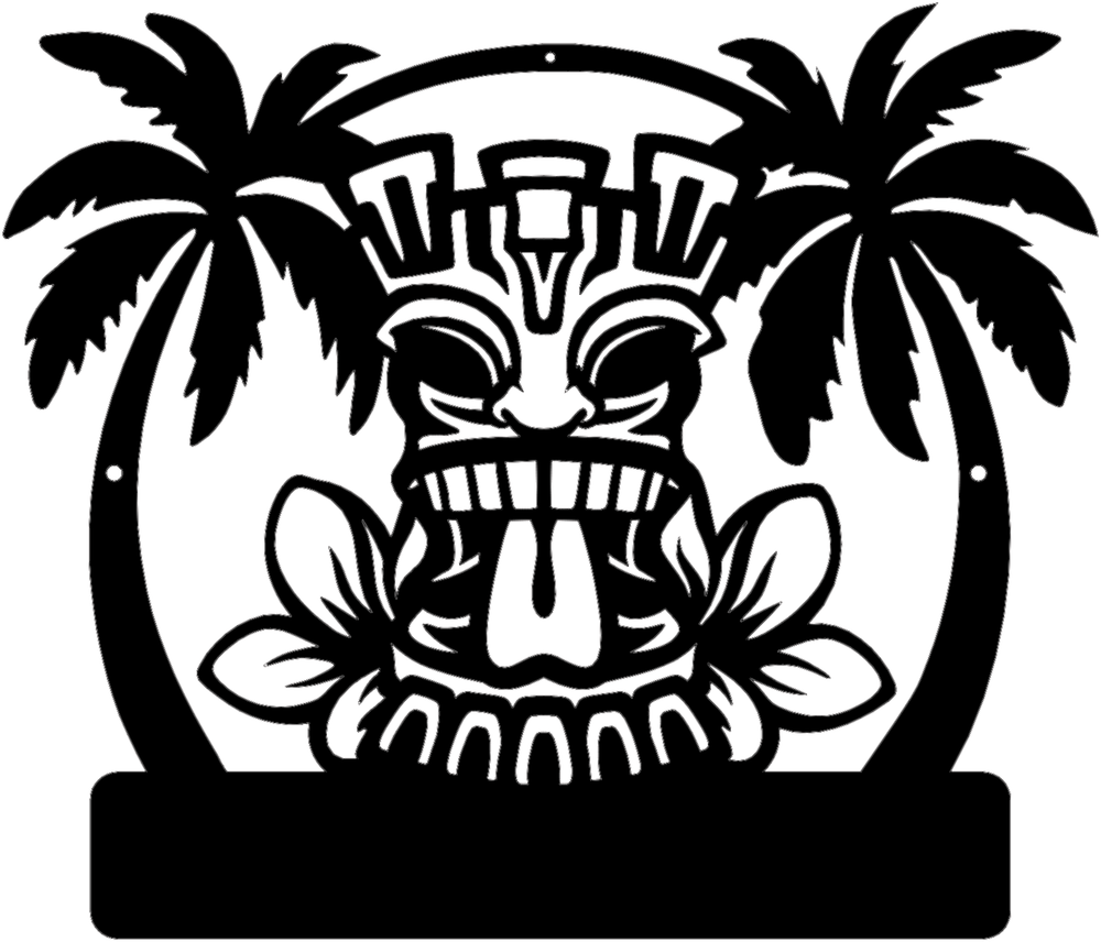 Personalized Tiki & Palm Tree Metal Sign (B95) personalization preview