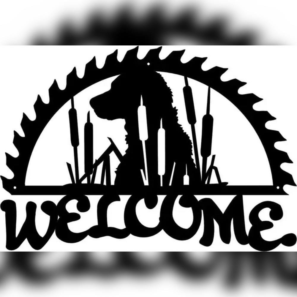 Rusty Rooster Fabrication & Design metal Sign Labrador & Cattails Welcome Metal Sign (B67)