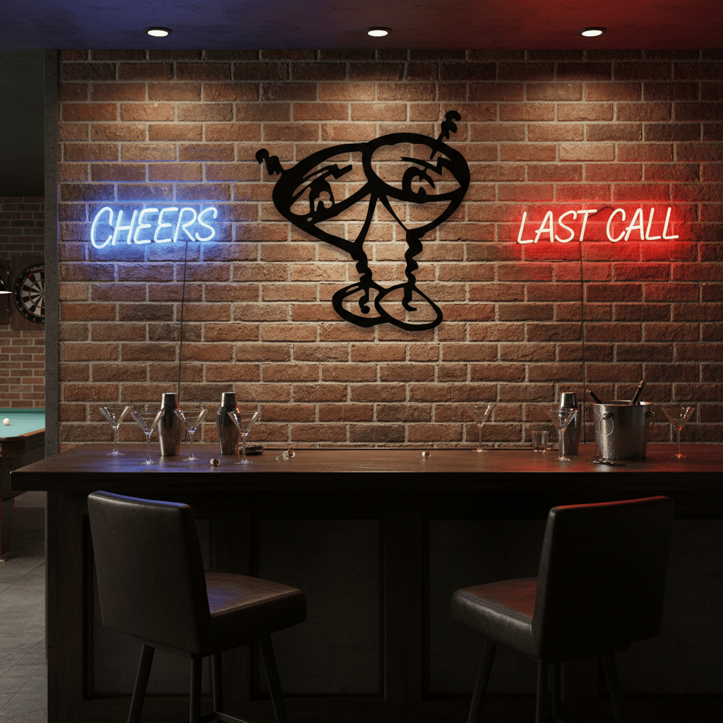 metal Sign Martini Glasses Metal Wall Art | Bar & Cocktail Steel Sign 10" x 10.5" (V)