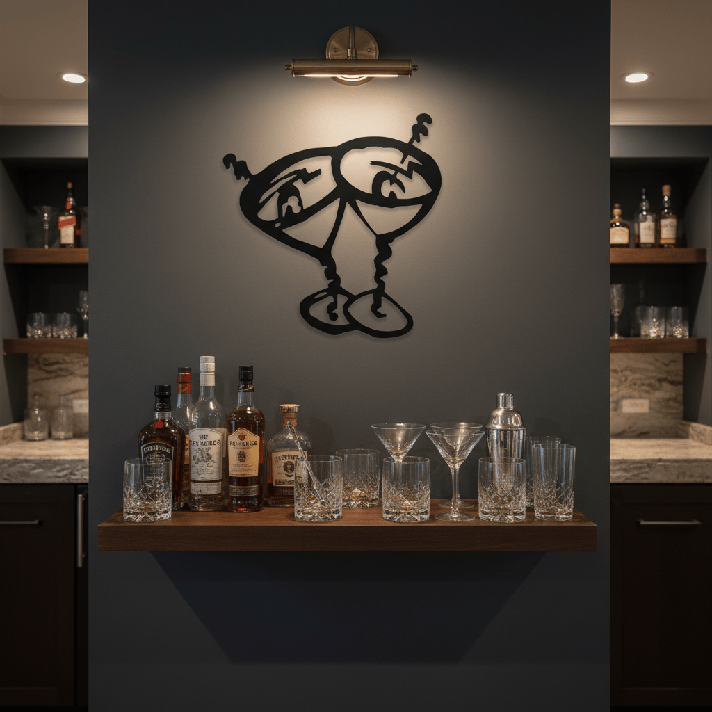 metal Sign Martini Glasses Metal Wall Art | Bar & Cocktail Steel Sign 10" x 10.5" (V)