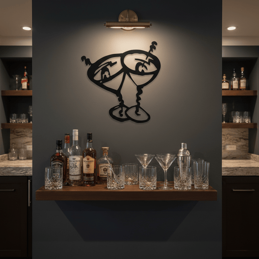 metal Sign Martini Glasses Metal Wall Art | Bar & Cocktail Steel Sign 10" x 10.5" (V)