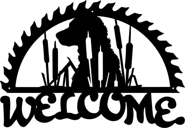 Rusty Rooster Fabrication & Design metal Sign Metal Welcome Sign Lab with Cattails (B67)
