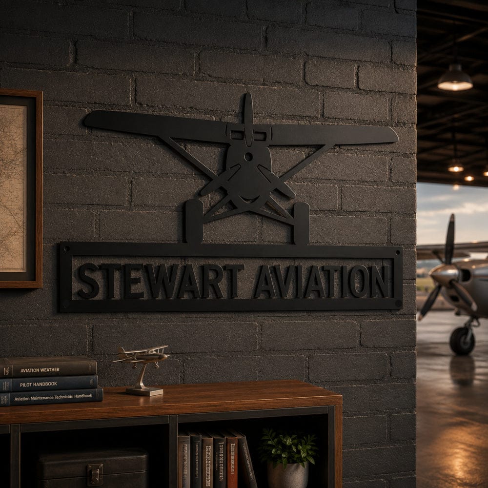 Rusty Rooster Fabrication & Design metal Sign Personalized Airplane Metal Sign – Custom Pilot & Hangar Decor (H21)