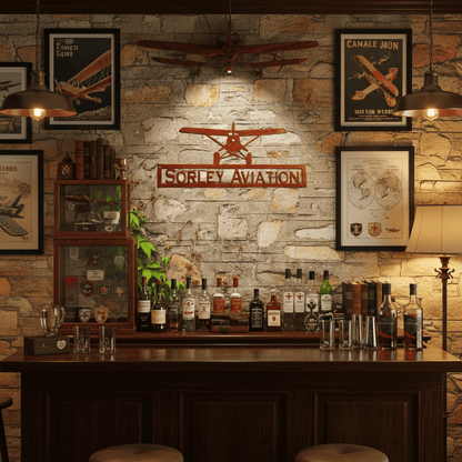 Rusty Rooster Fabrication & Design metal Sign Personalized Aviation Sign with Airplane - Custom Metal Wall Art for Hangar, Man Cave & Home - Pilot Gift Decor (H21)