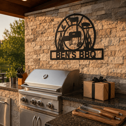 Rusty Rooster Fabrication & Design metal Sign Personalized BBQ Metal Sign – Custom Pitmaster Decor (F13)