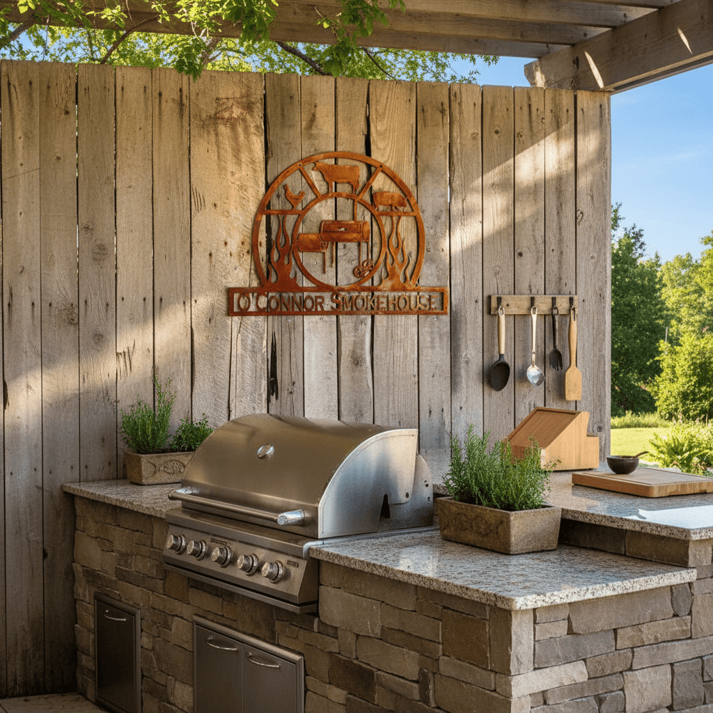 Rusty Rooster Fabrication & Design metal Sign Personalized BBQ Sign, Pit Master Grill Master Sign, Outdoor Kitchen Sign, Man Cave (F13)