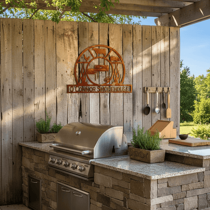 Rusty Rooster Fabrication & Design metal Sign Personalized BBQ Sign, Pit Master Grill Master Sign, Outdoor Kitchen Sign, Man Cave (F13)