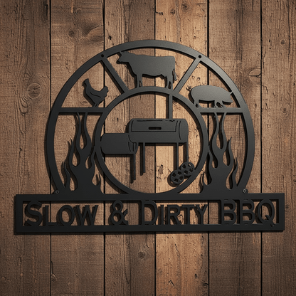 Rusty Rooster Fabrication & Design metal Sign Personalized BBQ Sign, Pit Master Grill Master Sign, Outdoor Kitchen Sign, Man Cave (F13)