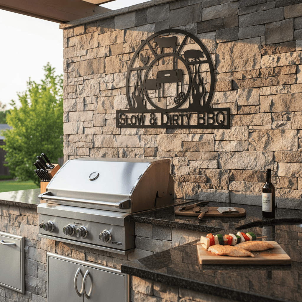 Rusty Rooster Fabrication & Design metal Sign Personalized BBQ Sign, Pit Master Grill Master Sign, Outdoor Kitchen Sign, Man Cave (F13)