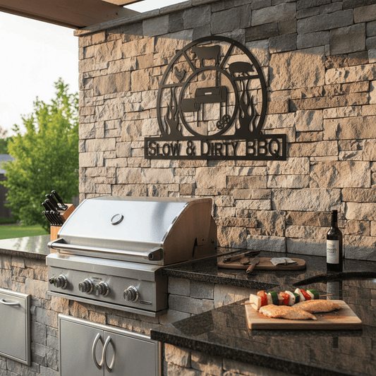 Rusty Rooster Fabrication & Design metal Sign Personalized BBQ Sign, Pit Master Grill Master Sign, Outdoor Kitchen Sign, Man Cave (F13)