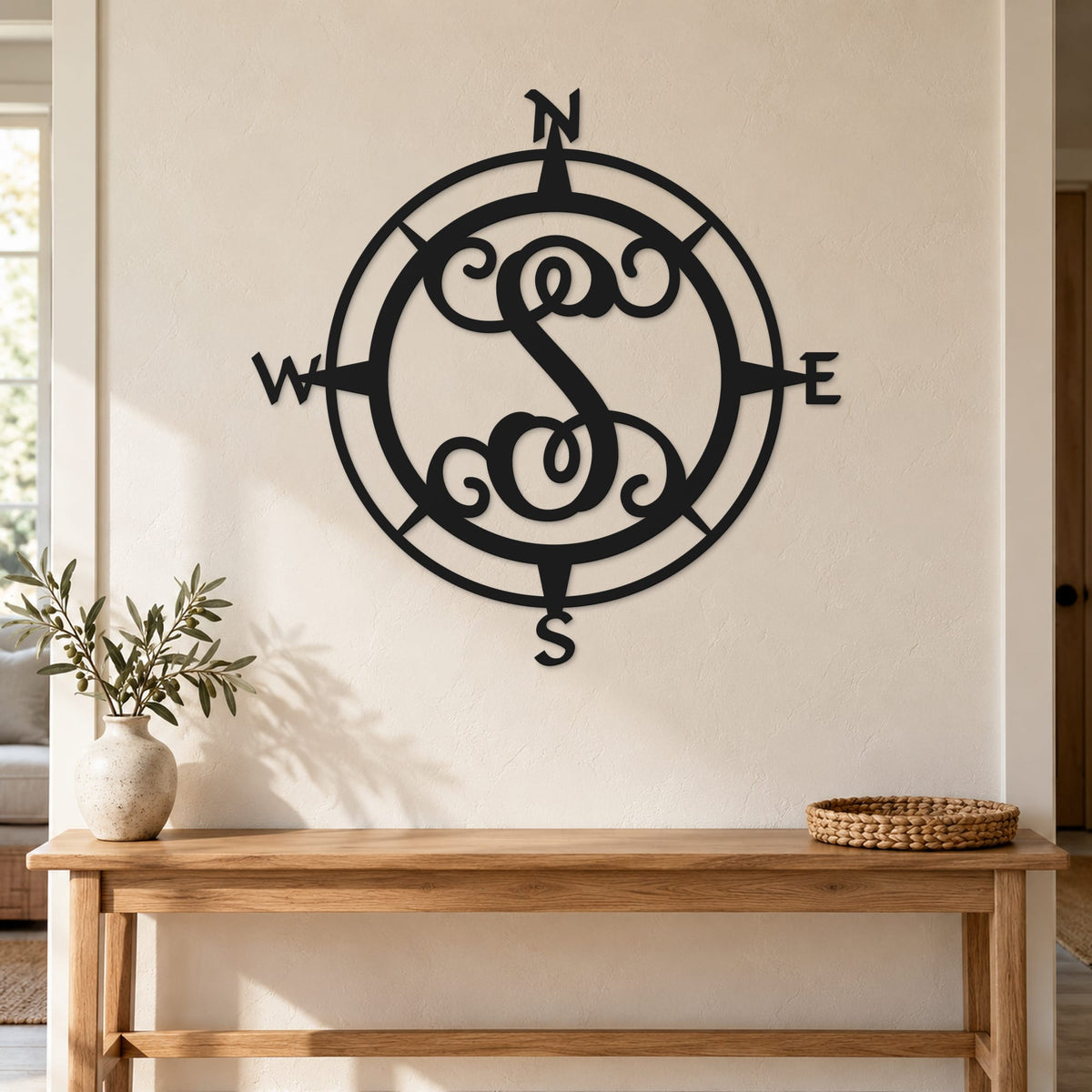 Rusty Rooster Fabrication & Design metal Sign Personalized Compass Monogram Metal Sign (D97)